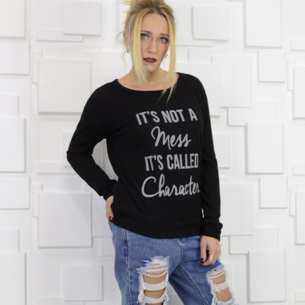 "NOT A MESS" SWEATSHIRT TOP - Picture 2 of 4